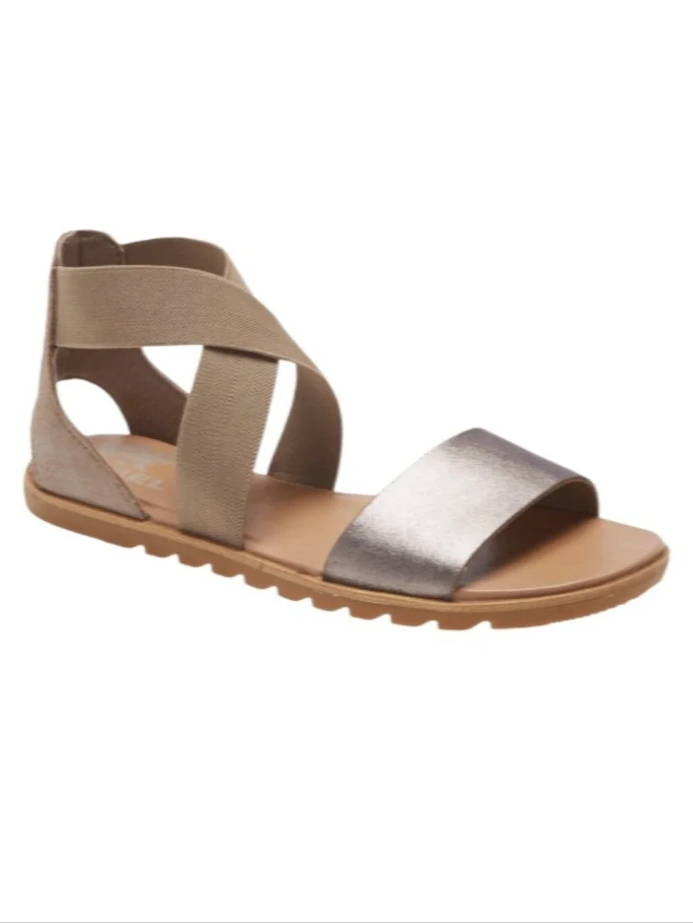 Sorel Ella 11 Ash Brown Metallic Open Strappy Leather Sandals